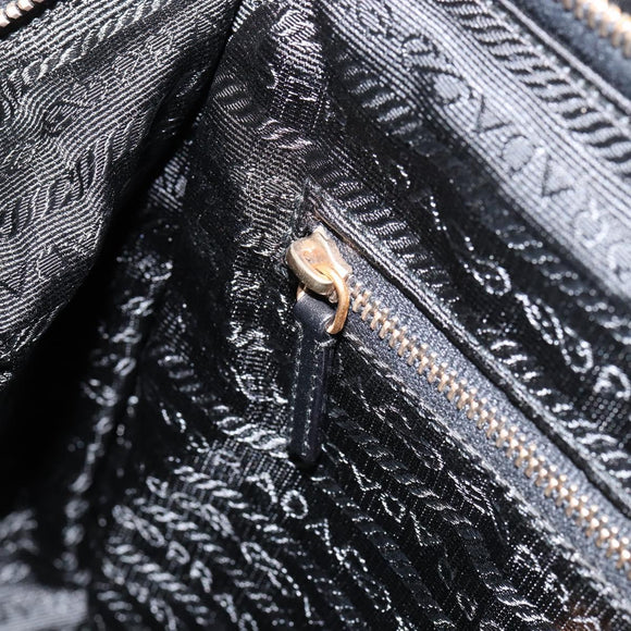 PRADA Hand Bag Nylon Black Gold Auth 151341