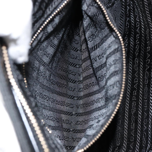 PRADA Hand Bag Nylon Black Gold Auth 151341