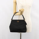 PRADA Hand Bag Nylon Black Gold Auth 151341-24