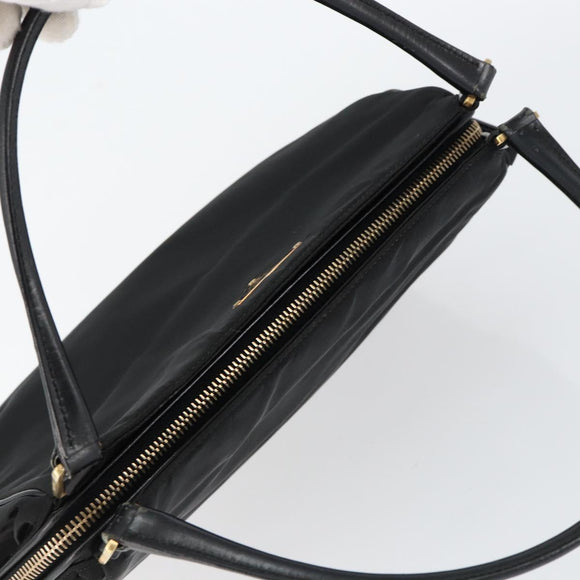 PRADA Hand Bag Nylon Black Gold Auth 151341