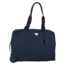 PRADA Hand Bag Nylon Navy Silver Auth 151342-1
