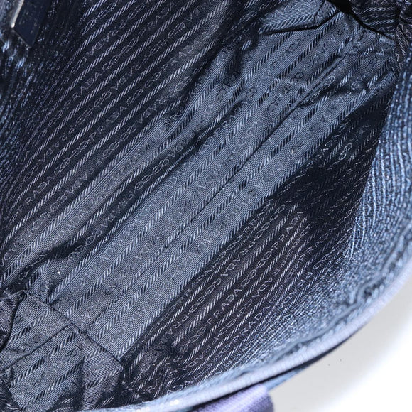 PRADA Hand Bag Nylon Navy Silver Auth 151342