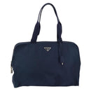 PRADA Hand Bag Nylon Navy Silver Auth 151342-13