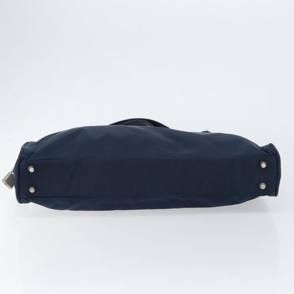 PRADA Hand Bag Nylon Navy Silver Auth 151342