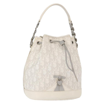 Christian Dior Trotter Romantic Chain Shoulder Bag PVC White Silver Auth 151343V