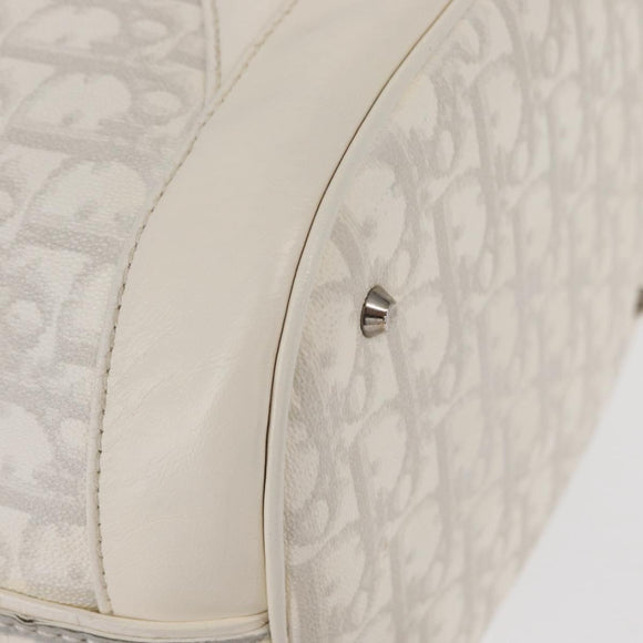 Christian Dior Trotter Romantic Chain Shoulder Bag PVC White Silver Auth 151343V