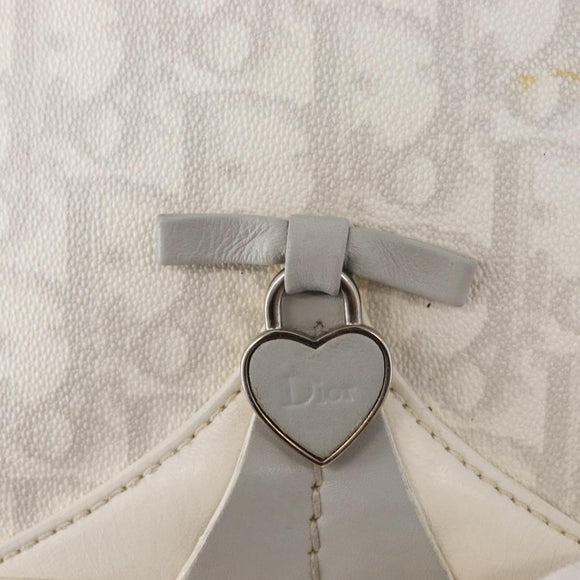 Christian Dior Trotter Romantic Chain Shoulder Bag PVC White Silver Auth 151343V