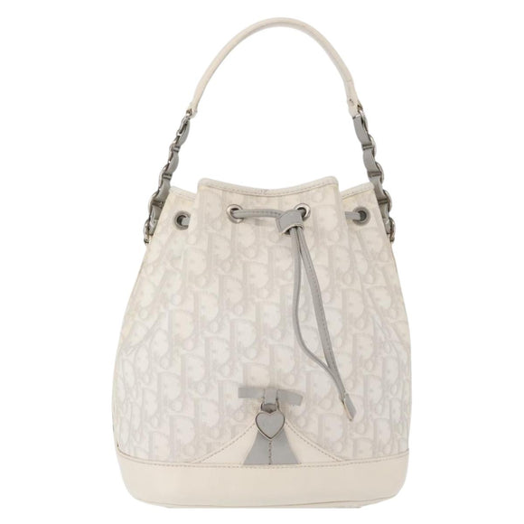 Christian Dior Trotter Romantic Chain Shoulder Bag PVC White Silver Auth 151343V