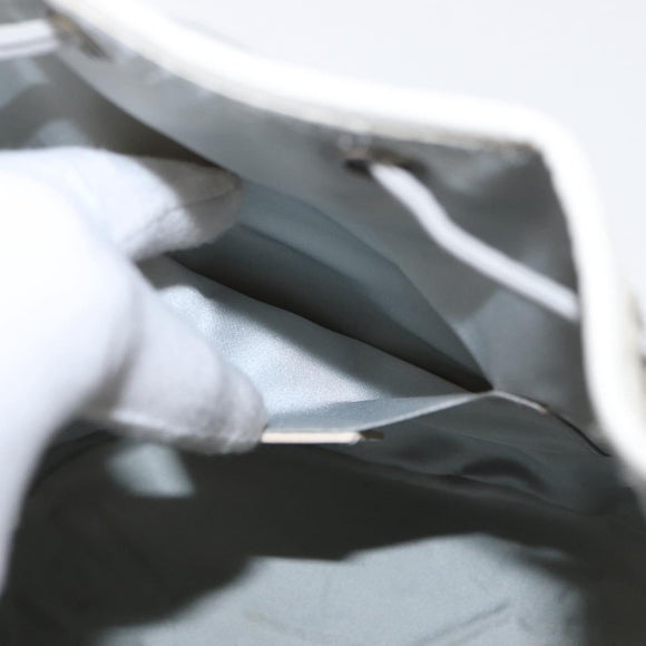 Christian Dior Trotter Romantic Chain Shoulder Bag PVC White Silver Auth 151343V