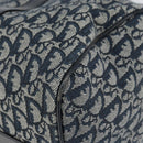 Christian Dior Trotter Canvas Boston Bag Navy Gold Auth 151345V-9