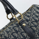 Christian Dior Trotter Canvas Boston Bag Navy Gold Auth 151345V-17