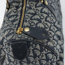 Christian Dior Trotter Canvas Boston Bag Navy Gold Auth 151345V-10