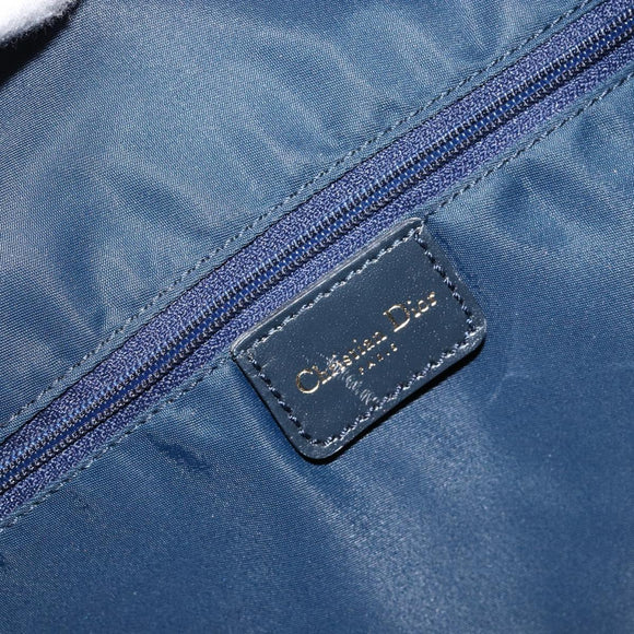 Christian Dior Trotter Canvas Boston Bag Navy Gold Auth 151345V