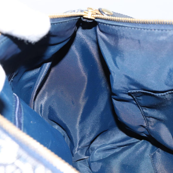 Christian Dior Trotter Canvas Boston Bag Navy Gold Auth 151345V