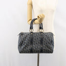 Christian Dior Trotter Canvas Boston Bag Navy Gold Auth 151345V-23