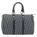 Christian Dior Trotter Canvas Boston Bag Navy Gold Auth 151345V-2