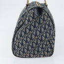 Christian Dior Trotter Canvas Boston Bag Navy Gold Auth 151345V-3