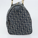 Christian Dior Trotter Canvas Boston Bag Navy Gold Auth 151345V-4