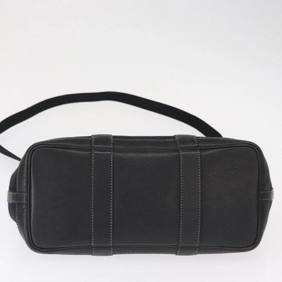 HERMES Garden Party TPM Hand Bag Canvas 2way Black Silver Auth 151346