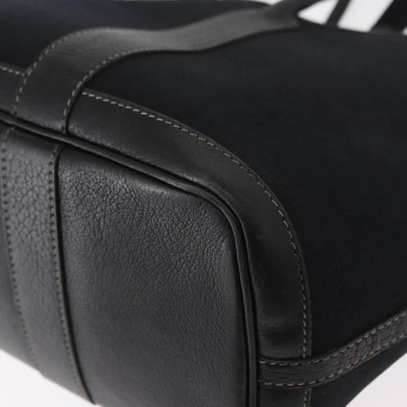 HERMES Garden Party TPM Hand Bag Canvas 2way Black Silver Auth 151346