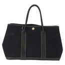 HERMES Garden Party TPM Hand Bag Canvas 2way Black Silver Auth 151346-13