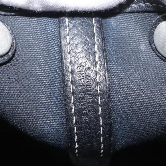 HERMES Garden Party TPM Hand Bag Canvas 2way Black Silver Auth 151346