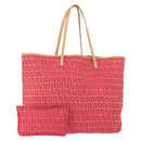 FENDI Zucchino Canvas Tote Bag Red Auth 151348-1