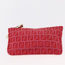 FENDI Zucchino Canvas Tote Bag Red Auth 151348-19