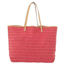FENDI Zucchino Canvas Tote Bag Red Auth 151348-13