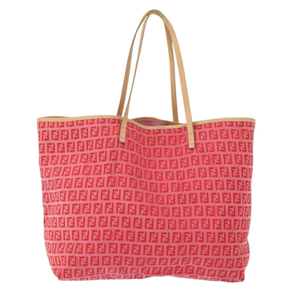 FENDI Zucchino Canvas Tote Bag Red Auth 151348