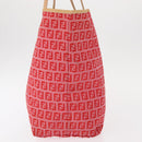 FENDI Zucchino Canvas Tote Bag Red Auth 151348-4