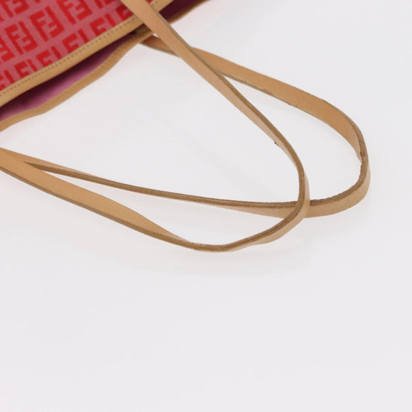 FENDI Zucchino Canvas Tote Bag Red Auth 151348