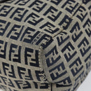 FENDI Zucchino Canvas Hand Bag Navy Silver Auth 151349-10