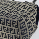 FENDI Zucchino Canvas Hand Bag Navy Silver Auth 151349-12