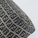 FENDI Zucchino Canvas Hand Bag Navy Silver Auth 151349-13