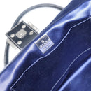 FENDI Zucchino Canvas Hand Bag Navy Silver Auth 151349-18