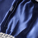 FENDI Zucchino Canvas Hand Bag Navy Silver Auth 151349-19