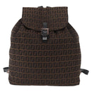 FENDI Zucchino Canvas Backpack Brown Black Auth 151350-2