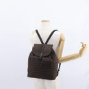 FENDI Zucchino Canvas Backpack Brown Black Auth 151350-21