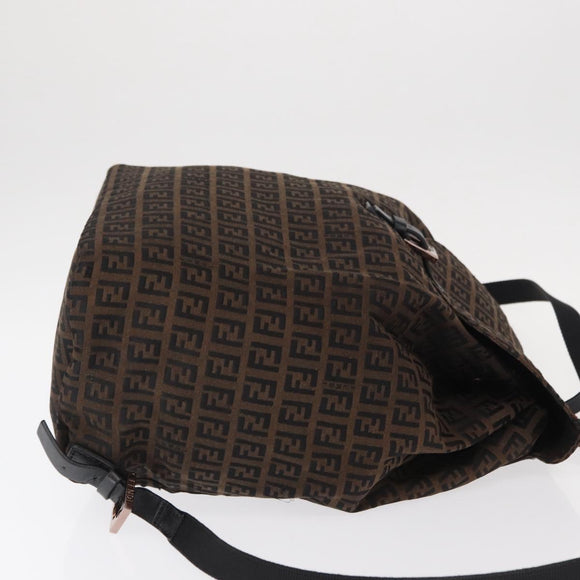 FENDI Zucchino Canvas Backpack Brown Black Auth 151350