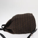 FENDI Zucchino Canvas Backpack Brown Black Auth 151350-5