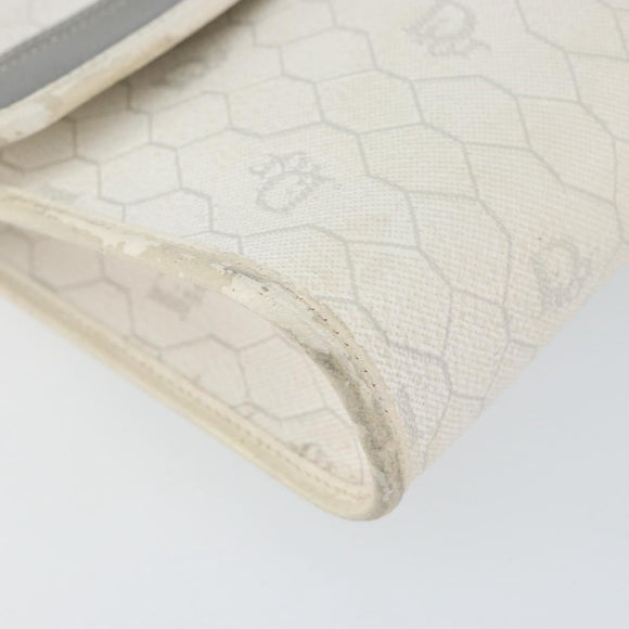 Christian Dior Honeycomb Canvas Shoulder Bag PVC Gold White Auth 151351