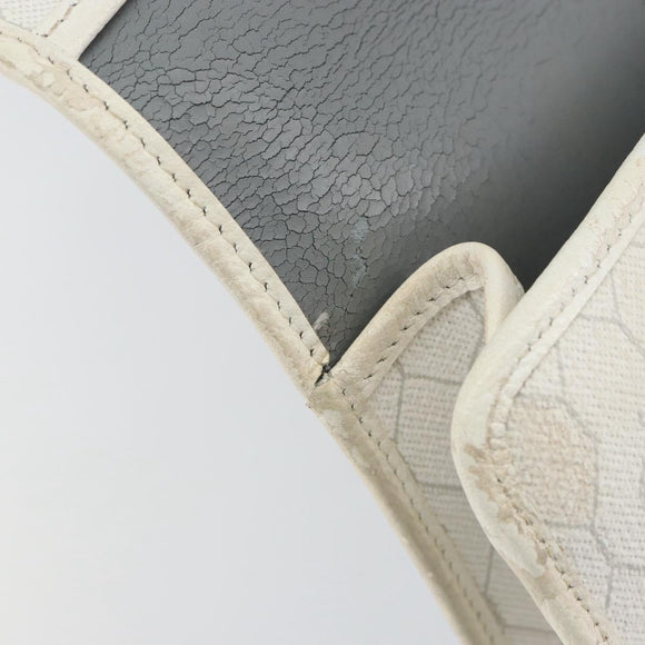 Christian Dior Honeycomb Canvas Shoulder Bag PVC Gold White Auth 151351