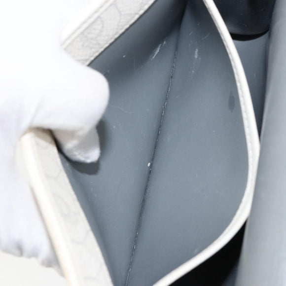 Christian Dior Honeycomb Canvas Shoulder Bag PVC Gold White Auth 151351