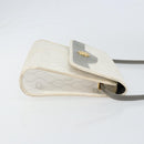 Christian Dior Honeycomb Canvas Shoulder Bag PVC Gold White Auth 151351-4