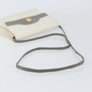 Christian Dior Honeycomb Canvas Shoulder Bag PVC Gold White Auth 151351-7