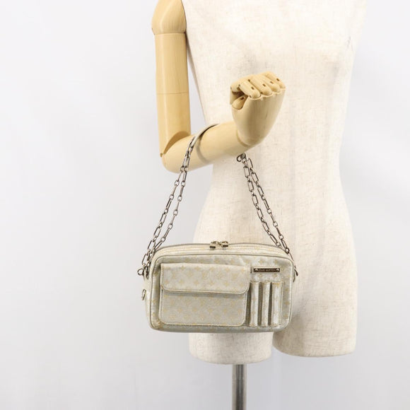 LOUIS VUITTON Monogram Shine Chain McKenna Bag Silver M92362 LV Auth 151359
