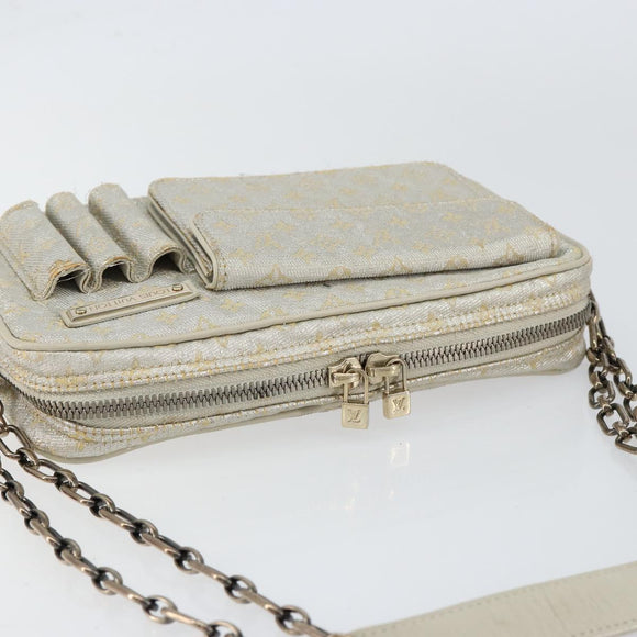 LOUIS VUITTON Monogram Shine Chain McKenna Bag Silver M92362 LV Auth 151359A