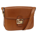 CELINE Shoulder Bag Leather Beige Gold Auth 151360-1