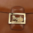 CELINE Shoulder Bag Leather Beige Gold Auth 151360-15